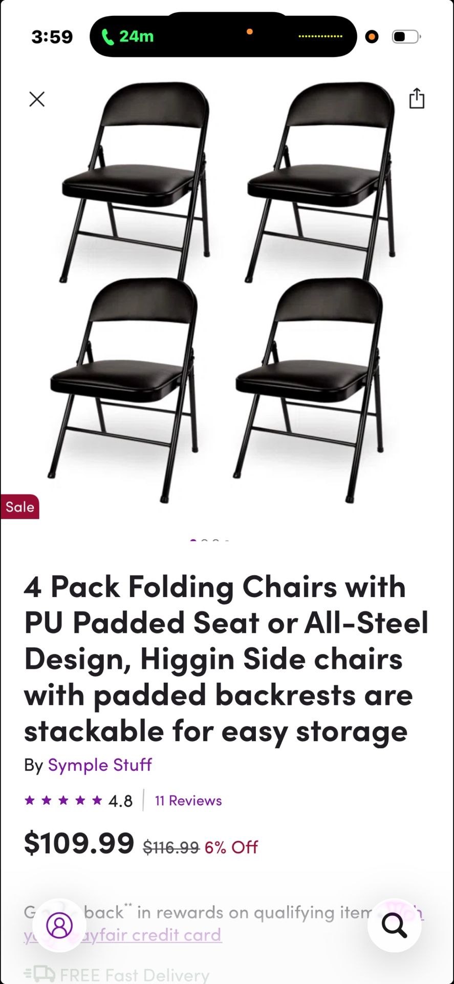 3 Padded Folding Chairs