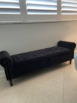 New Black Velvet Storage Bench