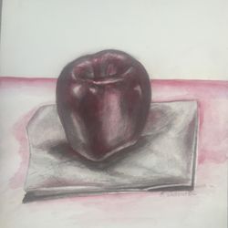 “Apple” original watercolor painting, BWallerstein, MFA , Signed 