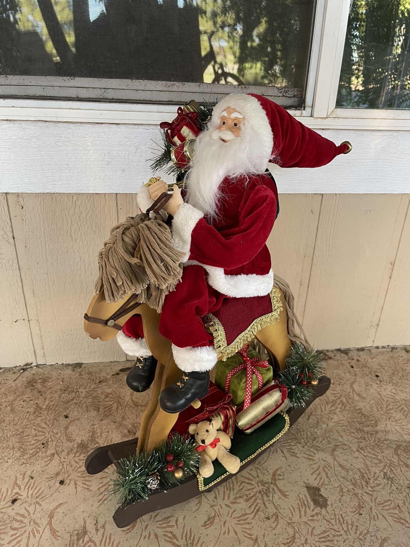 Super Adorable Santa On Rocking Horse