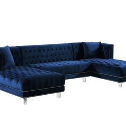 Moda Navy Velvet 3pc. Sectional

