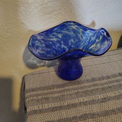 Vintage Colbolt Blue Hand Blown Art Glass