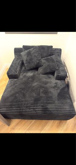 Black Corduroy Oversized Chaise Lounge