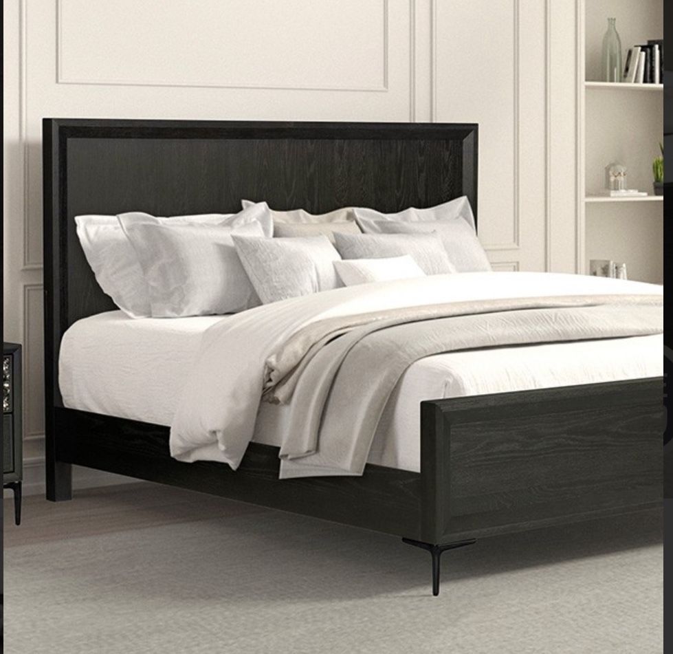 -Dark Wood Modern Bed Or Natural Oak Wooden Bed