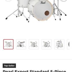 Top-Seller Pearl Export Standard 5-Piece Drum Set with Hardware Pure White New In Box 900