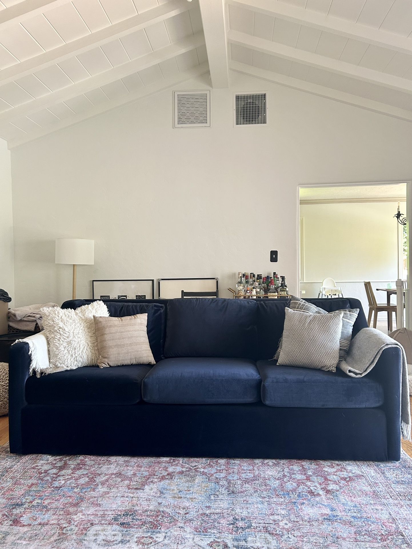 NEW Crate & Barrel Notch Sofa (navy blue)