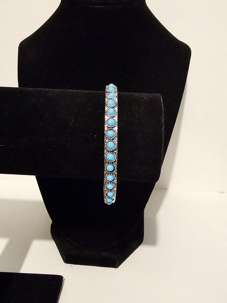 New Silver Turquoise Bangle Bracelet