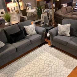 Agleno Charcoal Living Room Set /couch /Sofa and Loveseat 