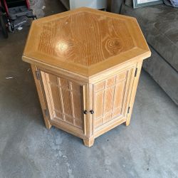 Wood Hexagon End Table