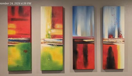 Abstract Canvas Painting Set of 4 35x12 each
