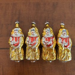 Set of 4 Vintage Blown Glass Mica Angels w/Harps West Germany 3.75”