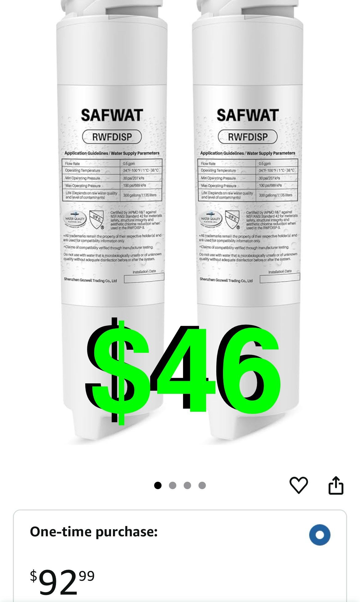 SAFWAT - RWFDISP Water Filter Replacement for Viking RWFDISP (2 Pack)