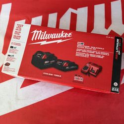 Milwaukee M18 18-Volt Lithium-Ion Starter Kit with One 5.0 Ah and One 2.0 Ah Battery and Charger