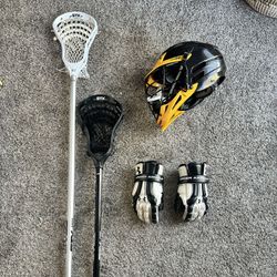 Lacrosse Gear Bundle - STX Goalie Stick, Attack Stick, Helmet, Gloves