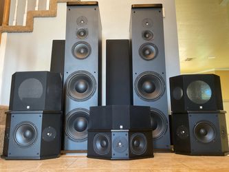 Eosone RSF1000 Powered Tower Speakers + Center + Surrounds — 5.0 Set