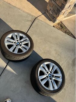 Pair of BMW stock rims 5x120 with Dunlop DIREZZA tires