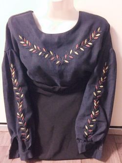 Kpop winter dark blue long sleeve shirt