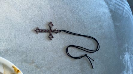 Cross Pendant Necklace with Red Stones
