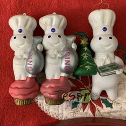 Set Of 3 Vintage Pillsbury Doughboy Ornaments