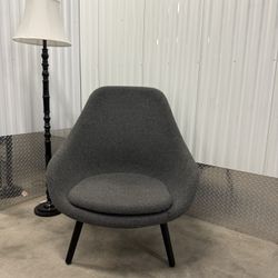 Mid Century Modern Lounge Chair Wool With Wood Feet 