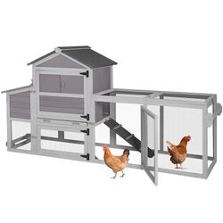 Aivituvin Mobile Chicken Tractor AIR72, Chicken Coop for 2-3 Chickens,12.33ft² - Gray Chicken Coop