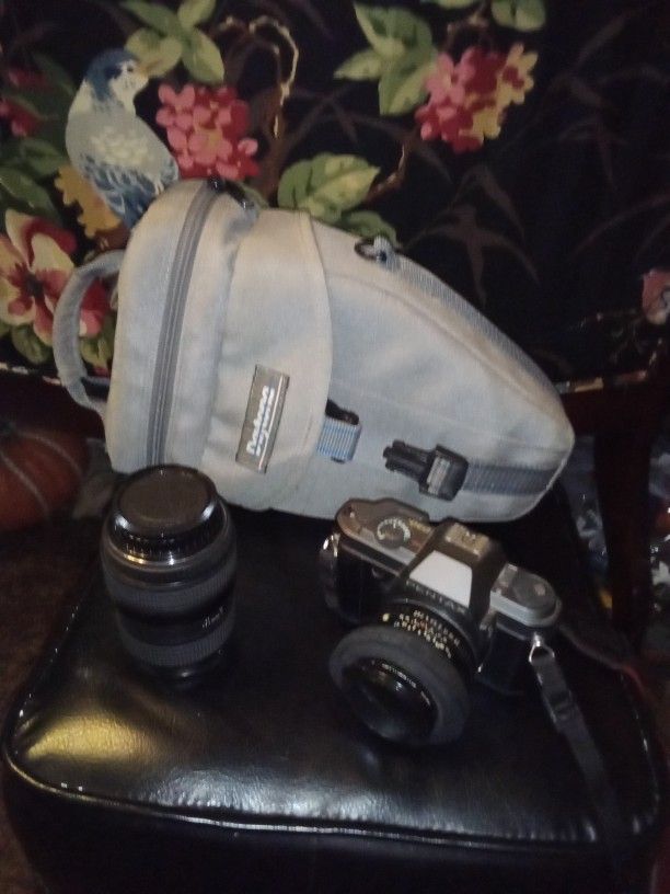 Pentax P30t With 50mm, 70-210 Lenses, And Bag