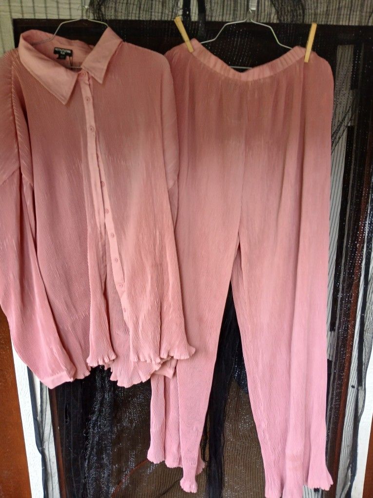 Pink Women Two Piece Pant Suit