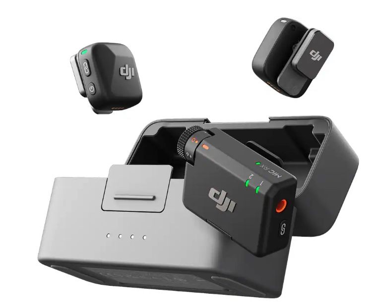 DJI Mic Mini (2 TX + 1 RX + Charging Case) Wireless Microphone for iPhone/Camera