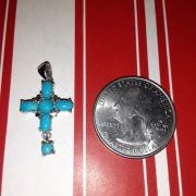 New.925.Silver. Turquoise Cross Pendant And Ring Size 7.
