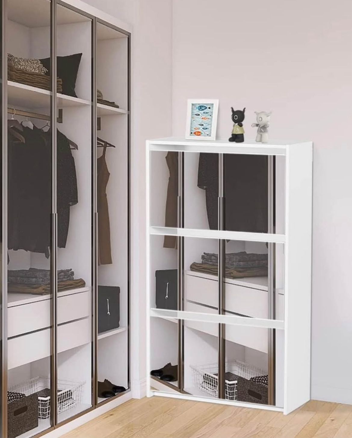 3-tier Mirror Shoe Cabinet