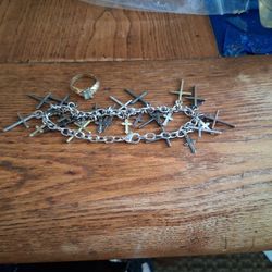 Bracelet With Many Crosses And Ring