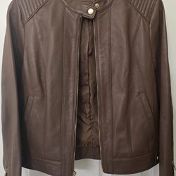 Cole Haan brown leather jacket Size M #leatherjacket