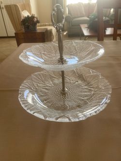 Two Tiered Glass Serving Stand