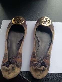 Tory Burch Plaid Flats Size 6