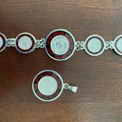 Sterling Silver Bracelet With Matching Pendant