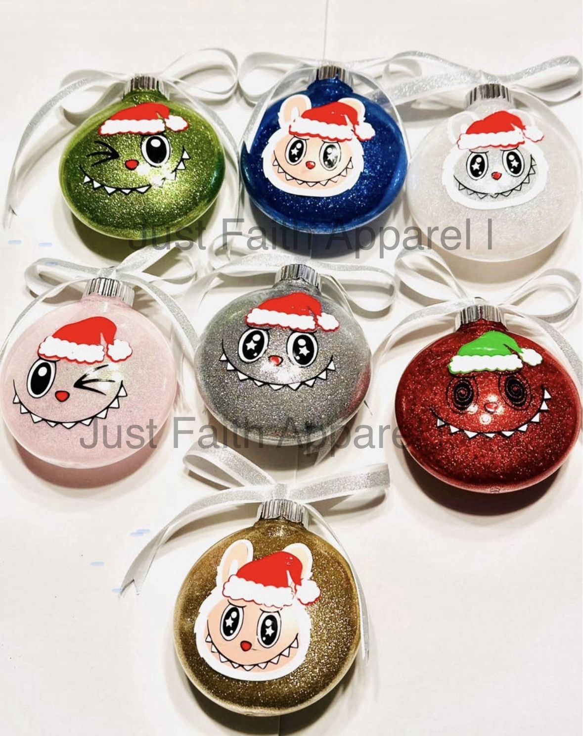 Handmade labubu Christmas Ornaments 7-piece set