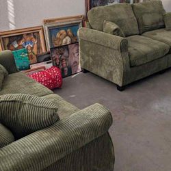 New Sage Corduroy Sofa Couch And Loveseat! Includes Free Delivery 🚚!