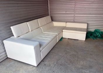 White Leather Modular Sectional Sofa
