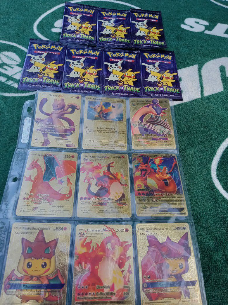 Rare Gold Pokemon Cards 10 In Sleeve N ,7paks Pokemon. 