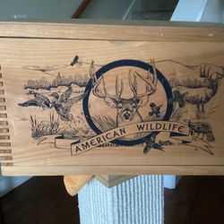 Vintage Wood Ammo Box American Wildlife Evans