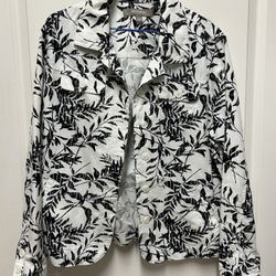 Black/White Leaf Print Jacket, Size L