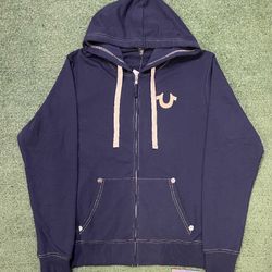 True Religion Buddha navy zip up hoodie