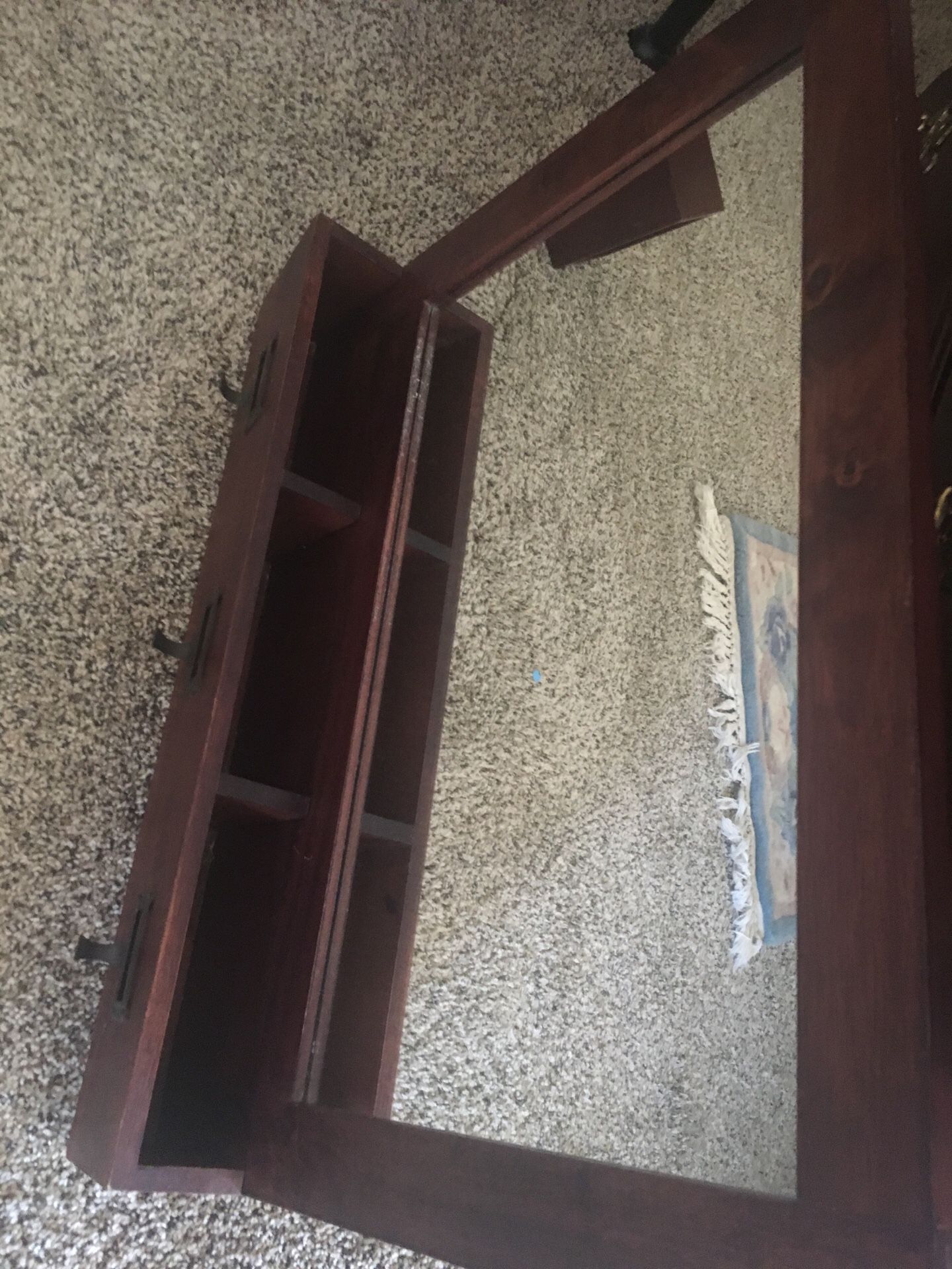 Mirror and shelf with hooks