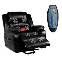 Faux Black Leather Power Lift Recliner Chair with Massage