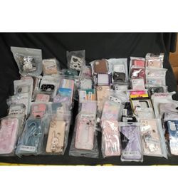 Lot Of +90 Cell Phone Cases iPhone & Android Earphone Earbuds Cases Cables More!