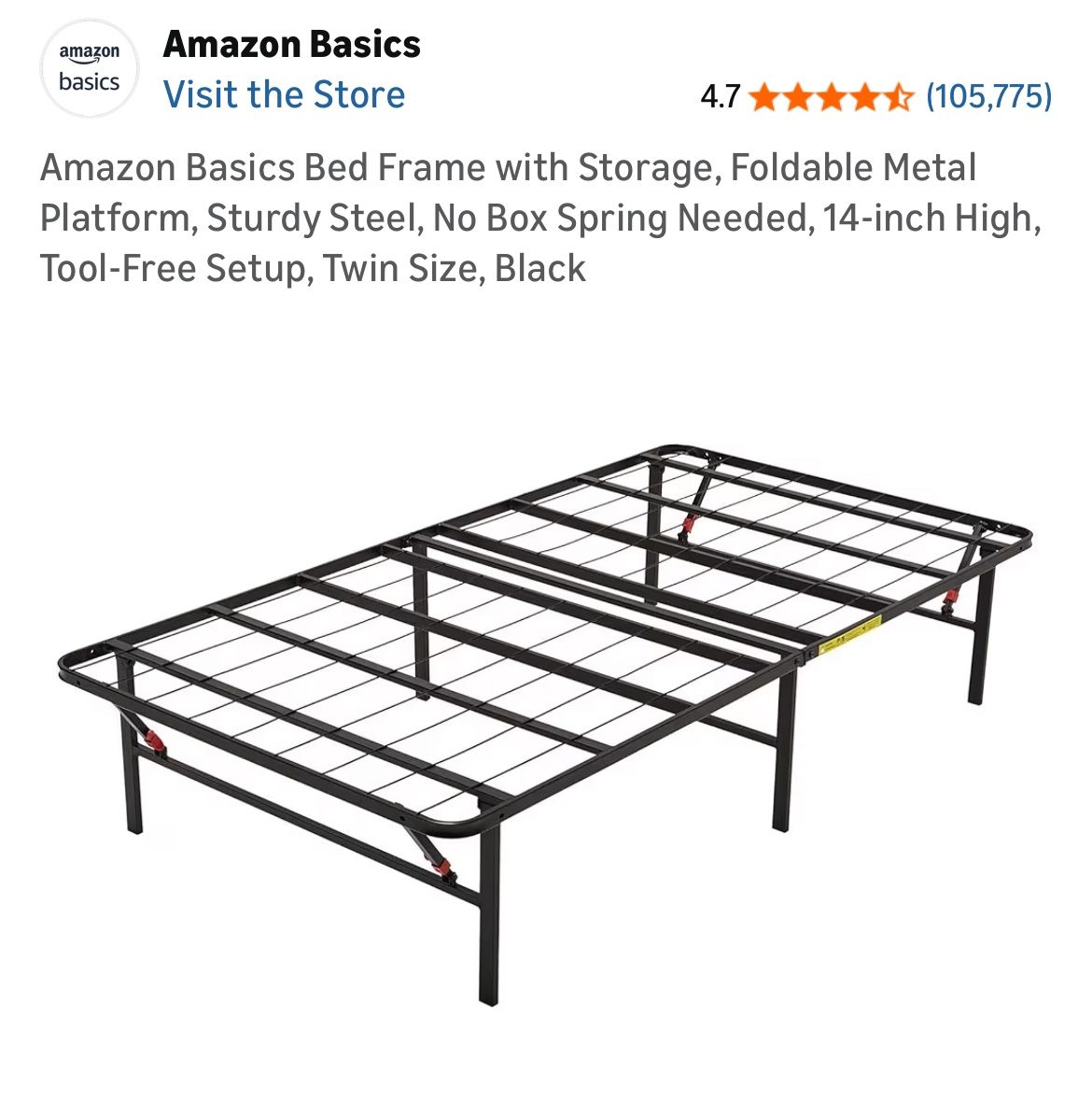 New! 14” Twin Size Foldable Bed Frame