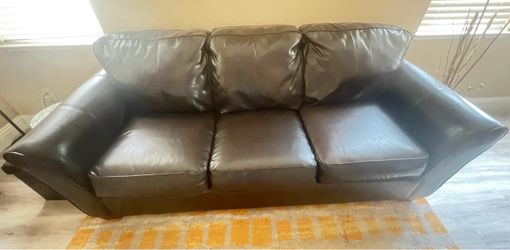 Dark Brown Leather 3-Seat Sofa