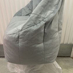 BRAND NEW!!  Velour Beanbag Chair Gray So Soft Plush Comfortable w/ Handle... Value $45
