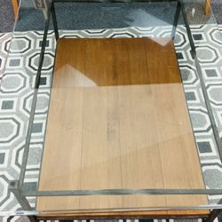 Ethan Allen Glass And Wood Coffee Table(rod Iron) 