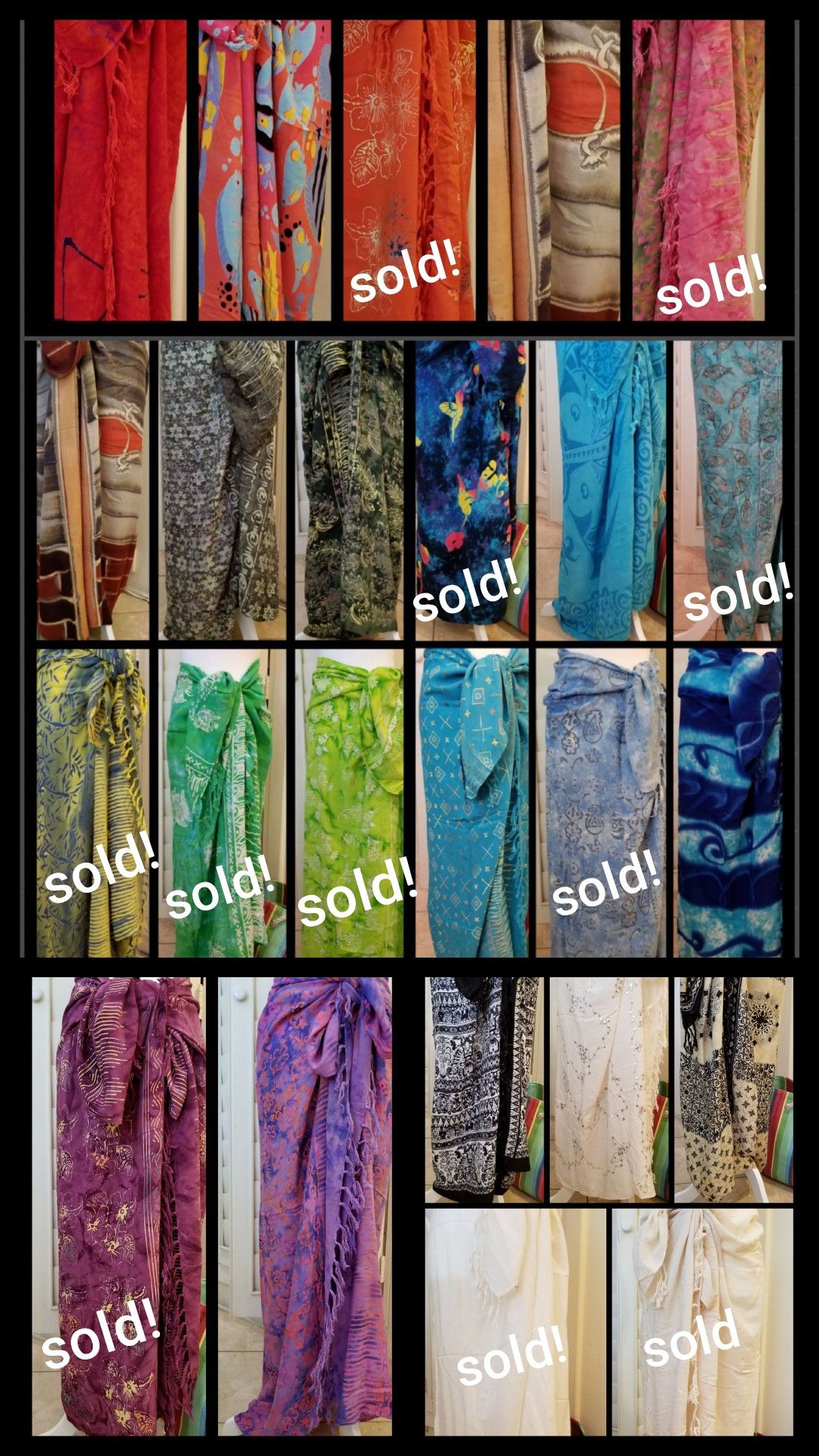 Sarongs assorted colors